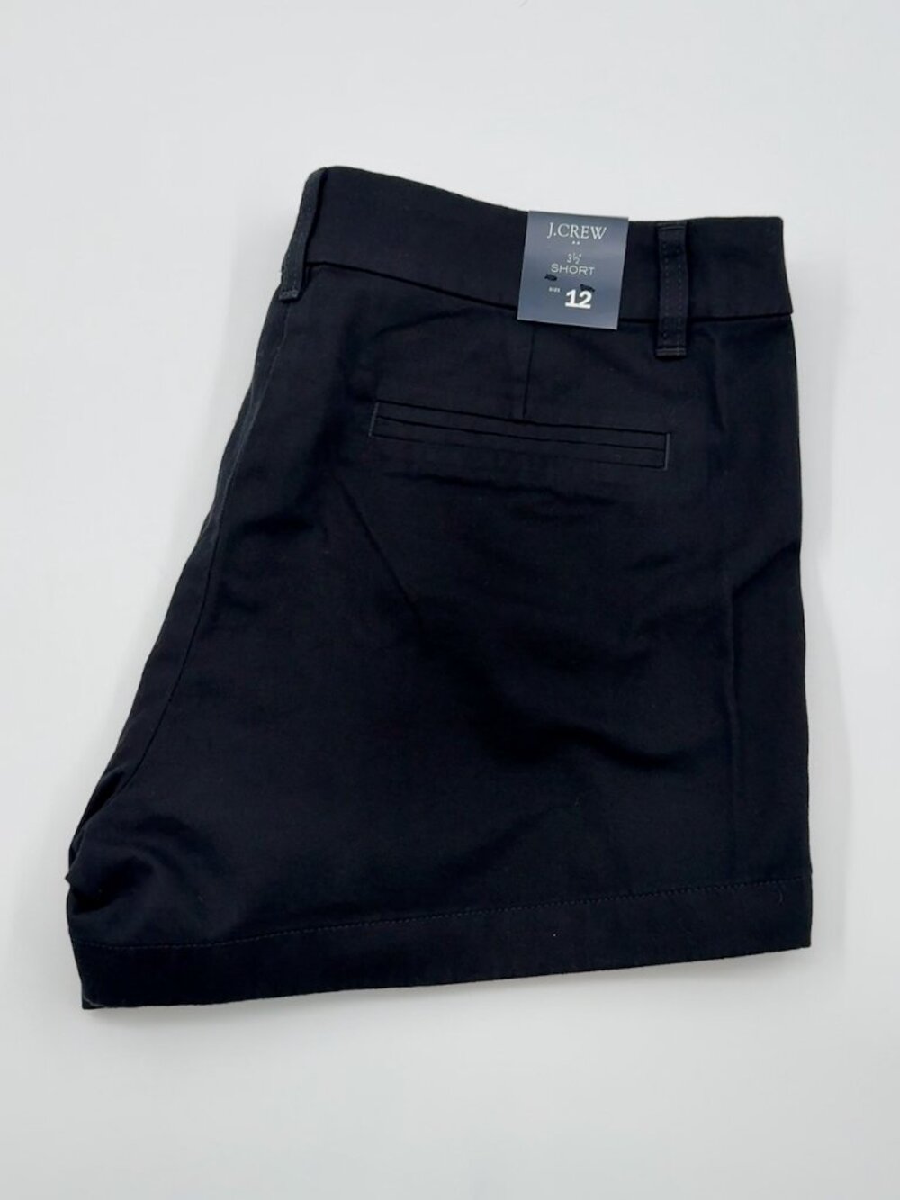 NWT J Crew Factory Classic Chino Shorts Womens 12 Black 3.5 Inseam Cotton
